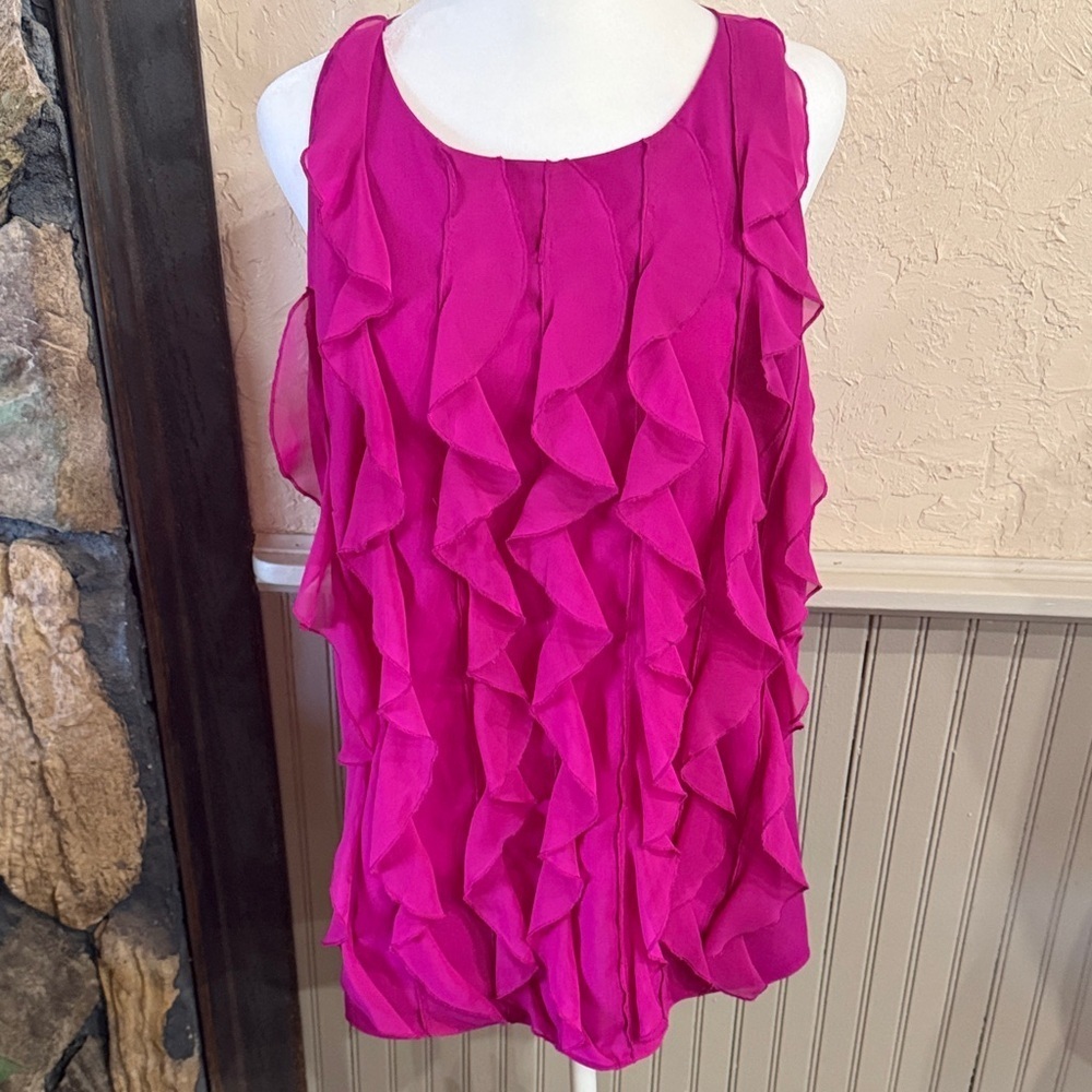 Women's Pink Ruffle Sleeveless Top
